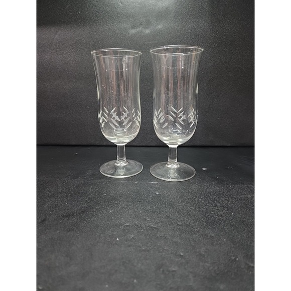 The Unbranded Brand Other - Etched Glass Champagne Glasses, Clear Wine Stemware Set, Vintage Glass Drinkware